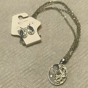Necklace and earrings.